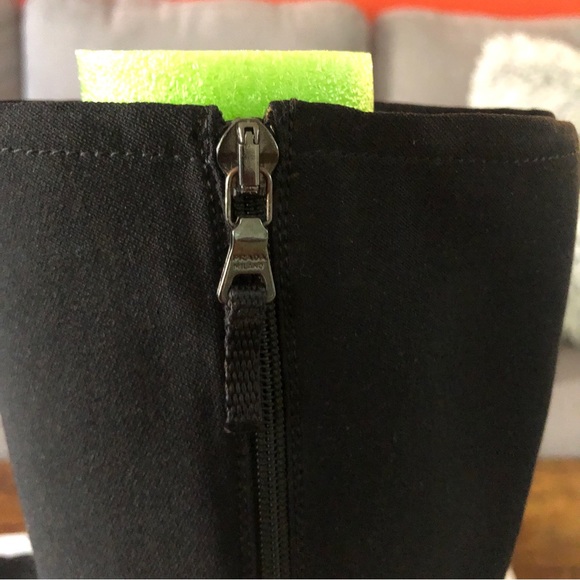 Prada Gabardine Black Tech Knee High Boots zipper Pointy Kitten Heel Size 38.5 - Picture 12 of 12